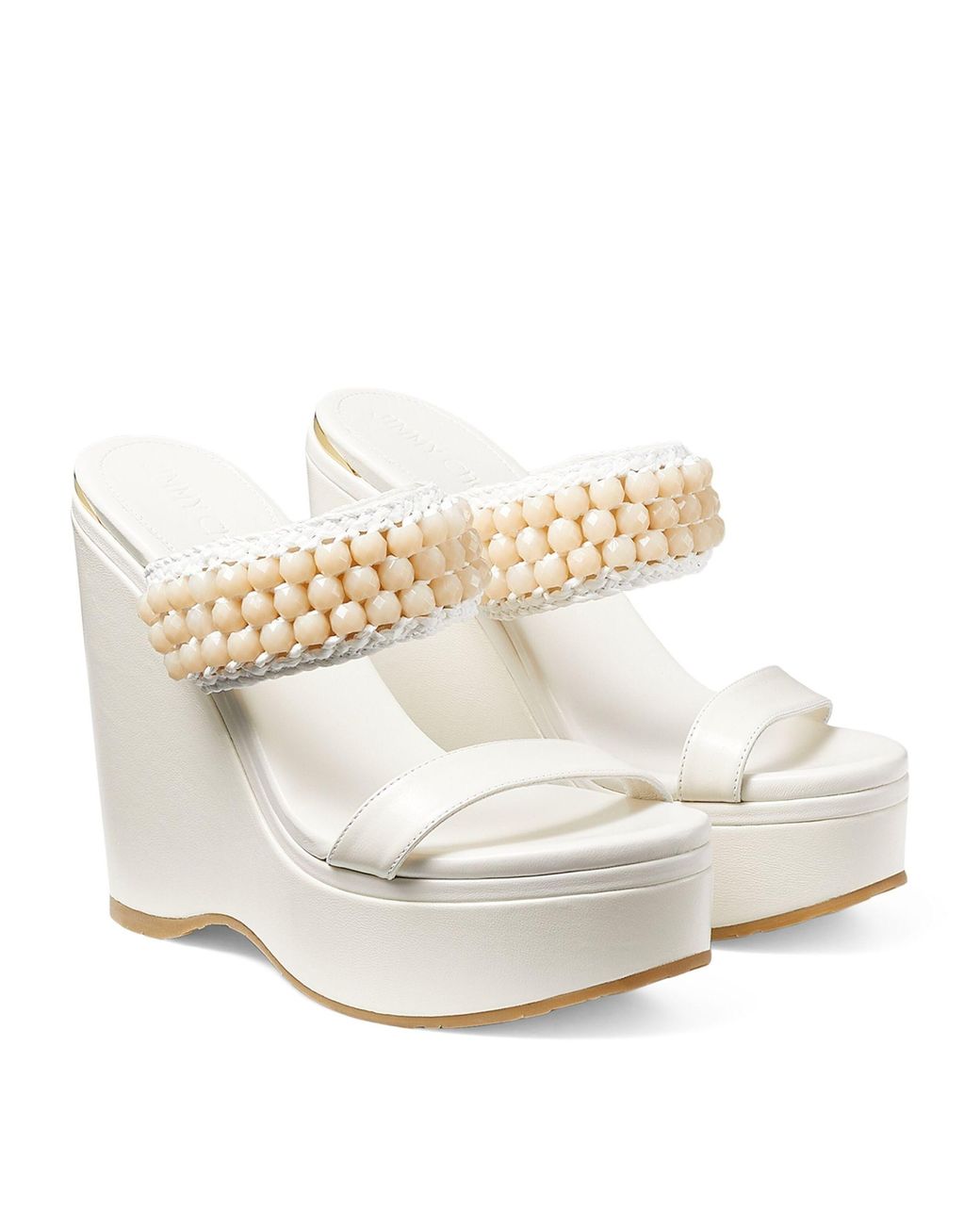 Jimmy Choo Amoure Wedge Sandals 130 in White | Lyst