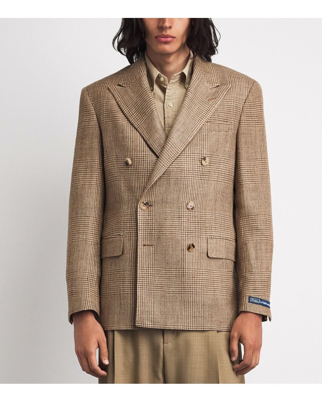 Polo Ralph Lauren Brown Linen-Silk-Wool Glenplaid Blazer for men