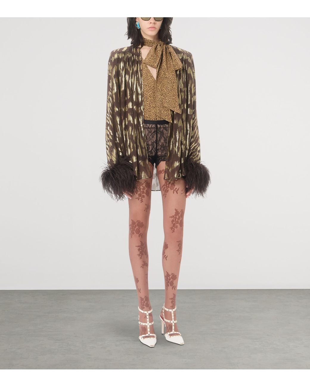Valentino Brown Lace Shorts