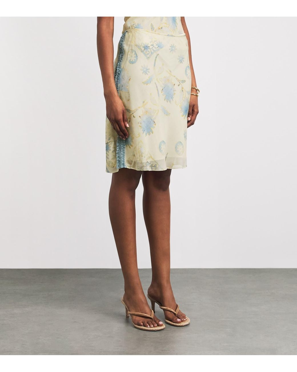 Sir Natural Satin Floral Cecile Midi Skirt