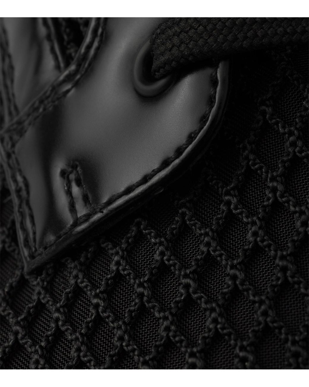 Prada Black Mesh And Leather Monolith Boots With Pouch