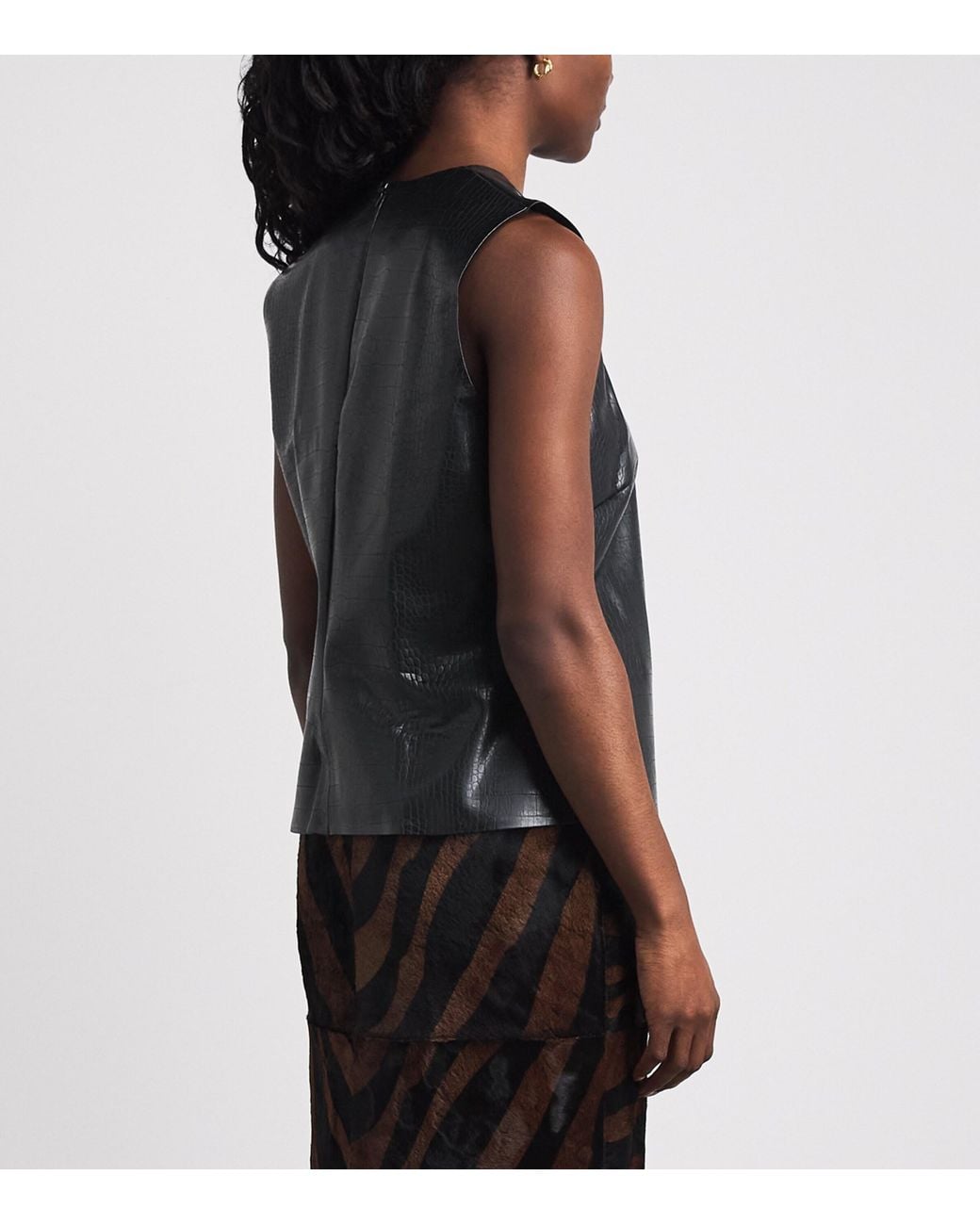 Wolford Black Croc-Effect Faux-Leather Top