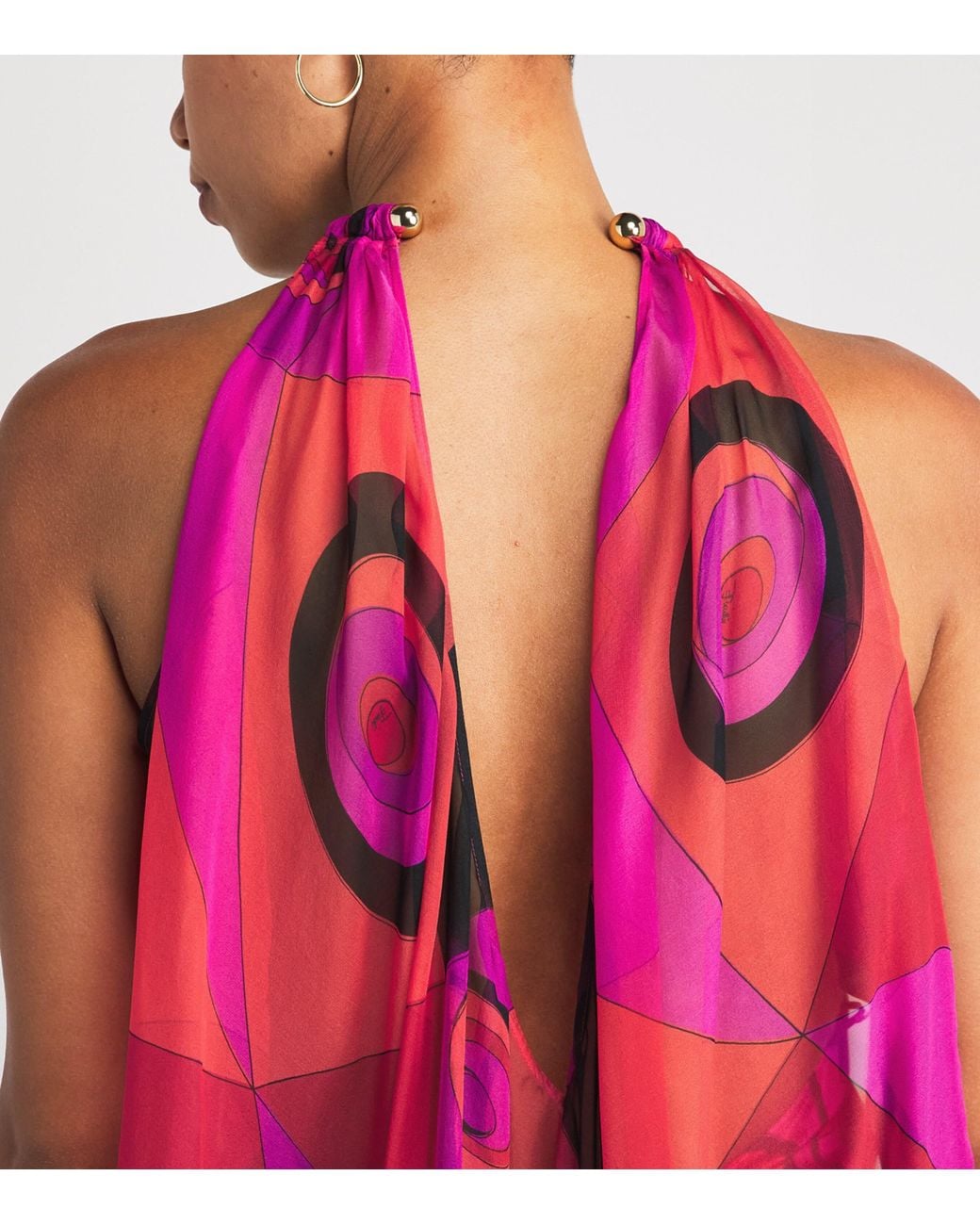 Emilio Pucci Pink Silk Occhi Print Maxi Dress