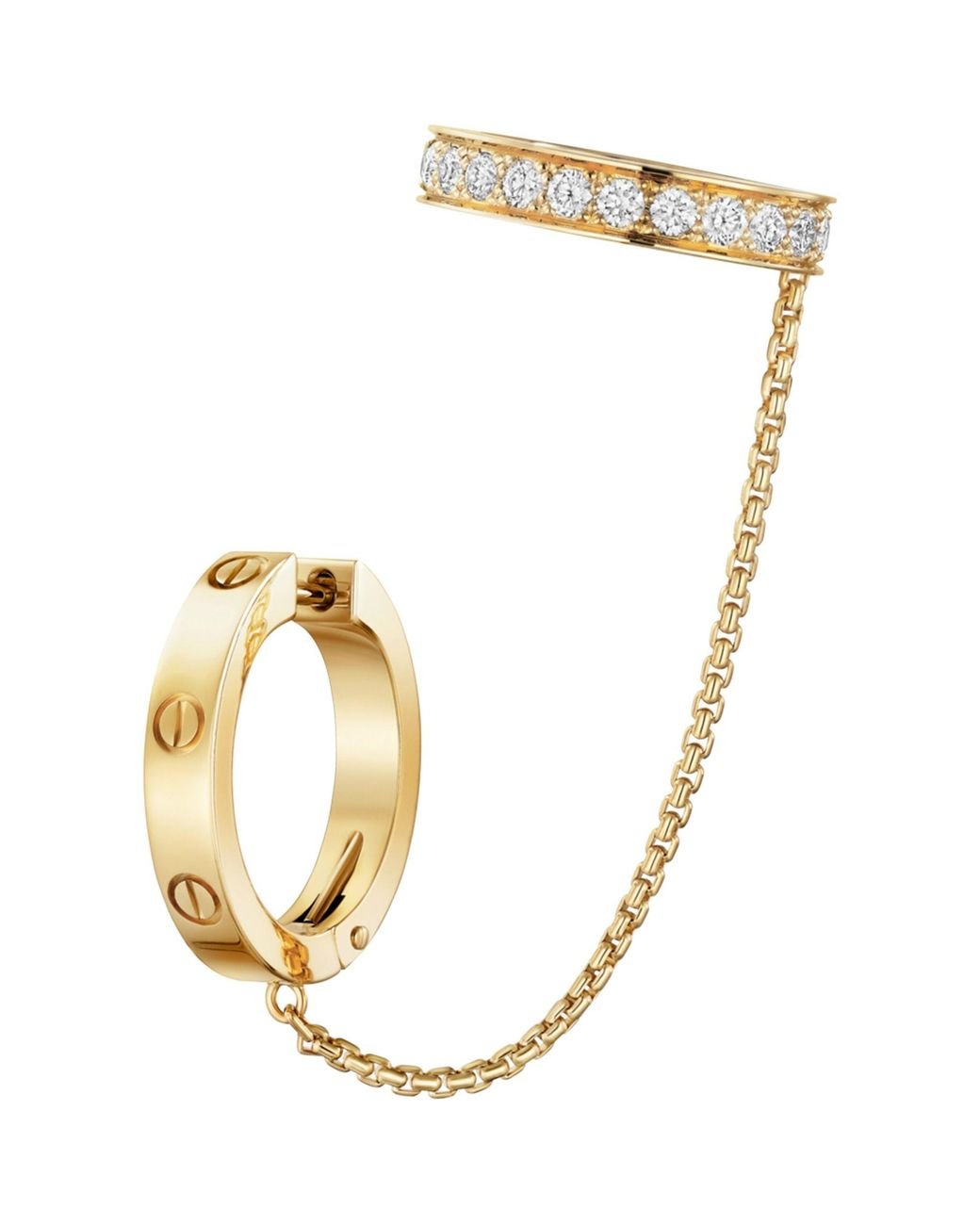 Cartier And Diamond Love Hoop Single Earring in Metallic | Lyst