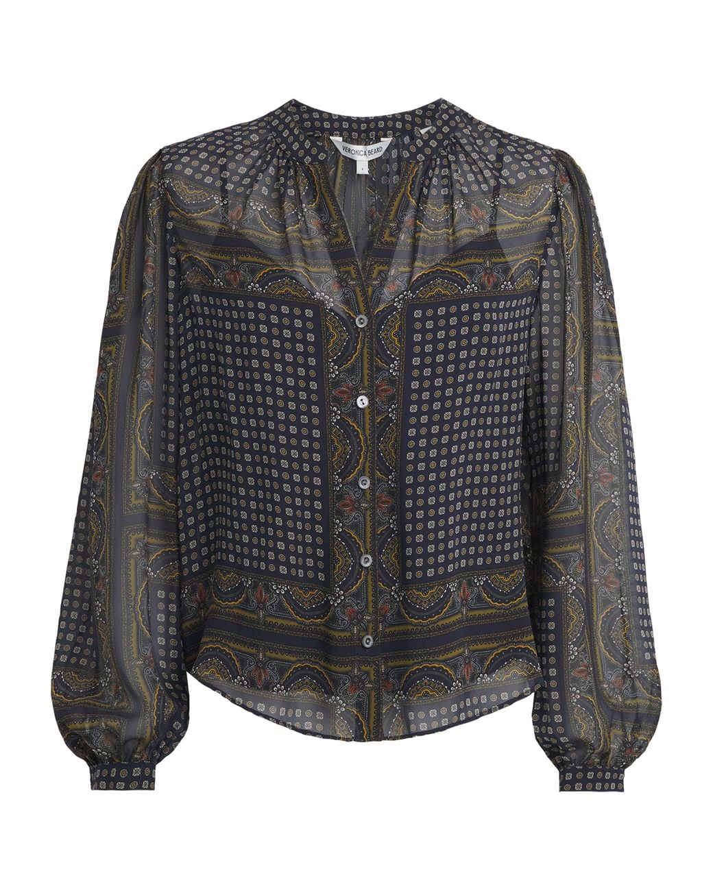 Veronica Beard Gray Silk Ashlynn Blouse