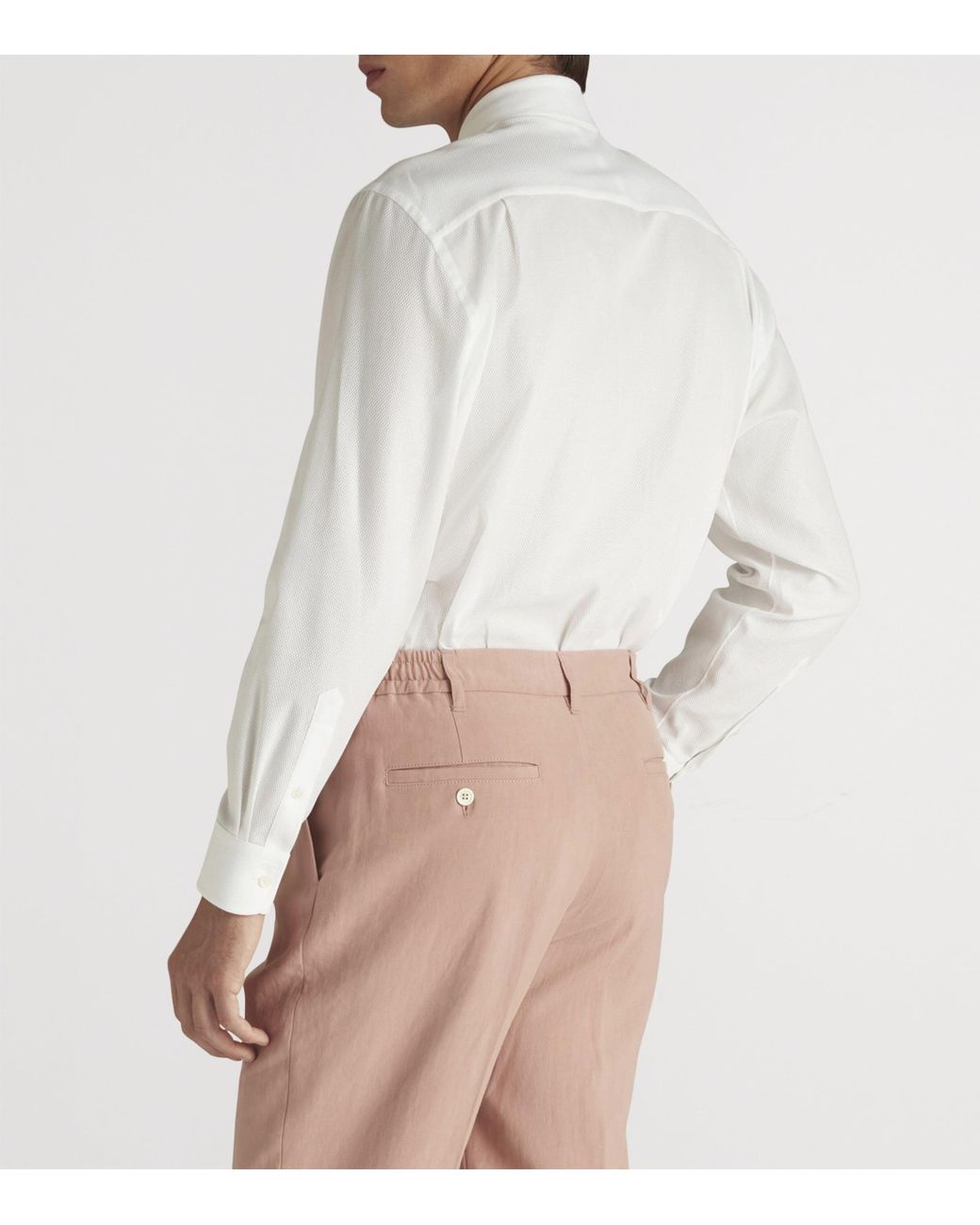 Dunhill White Cotton Giro Inglese Shirt for men