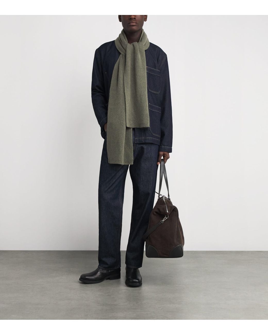Le Bonnet Green Lambswool Classic Scarf for men