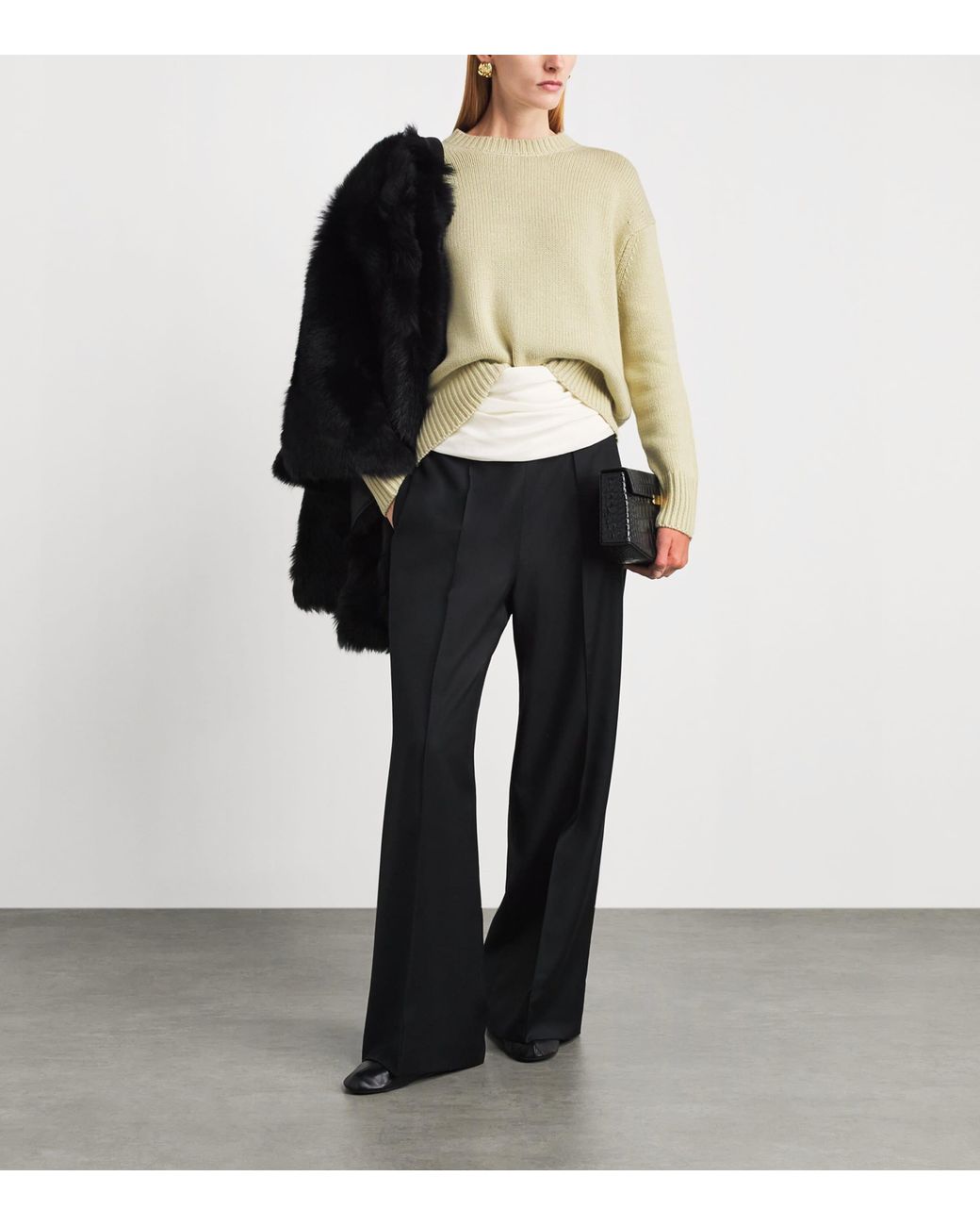 Yves Salomon Green Cashmere Crew-Neck Sweater
