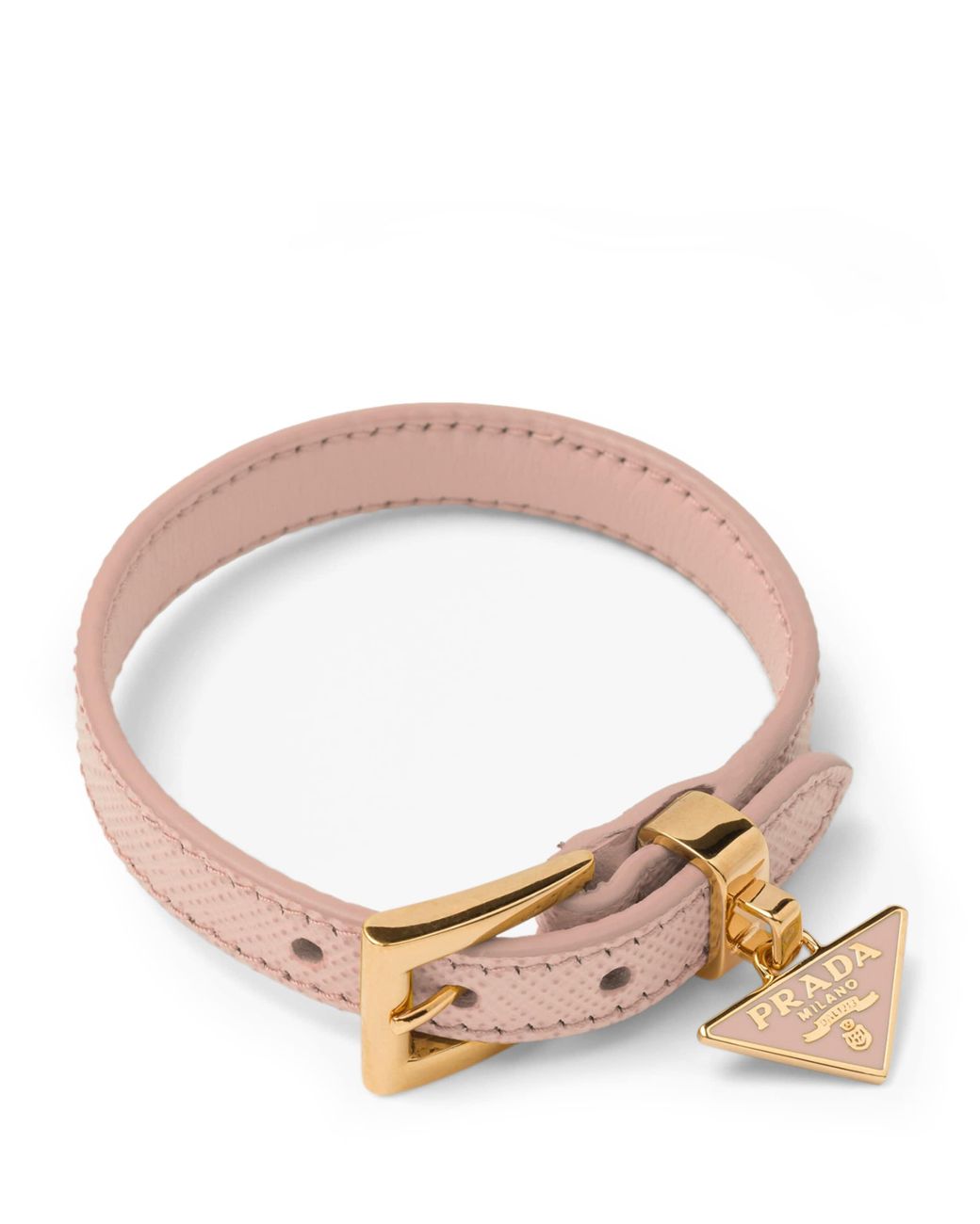 Prada Pink Saffiano Leather Buckle Bracelet