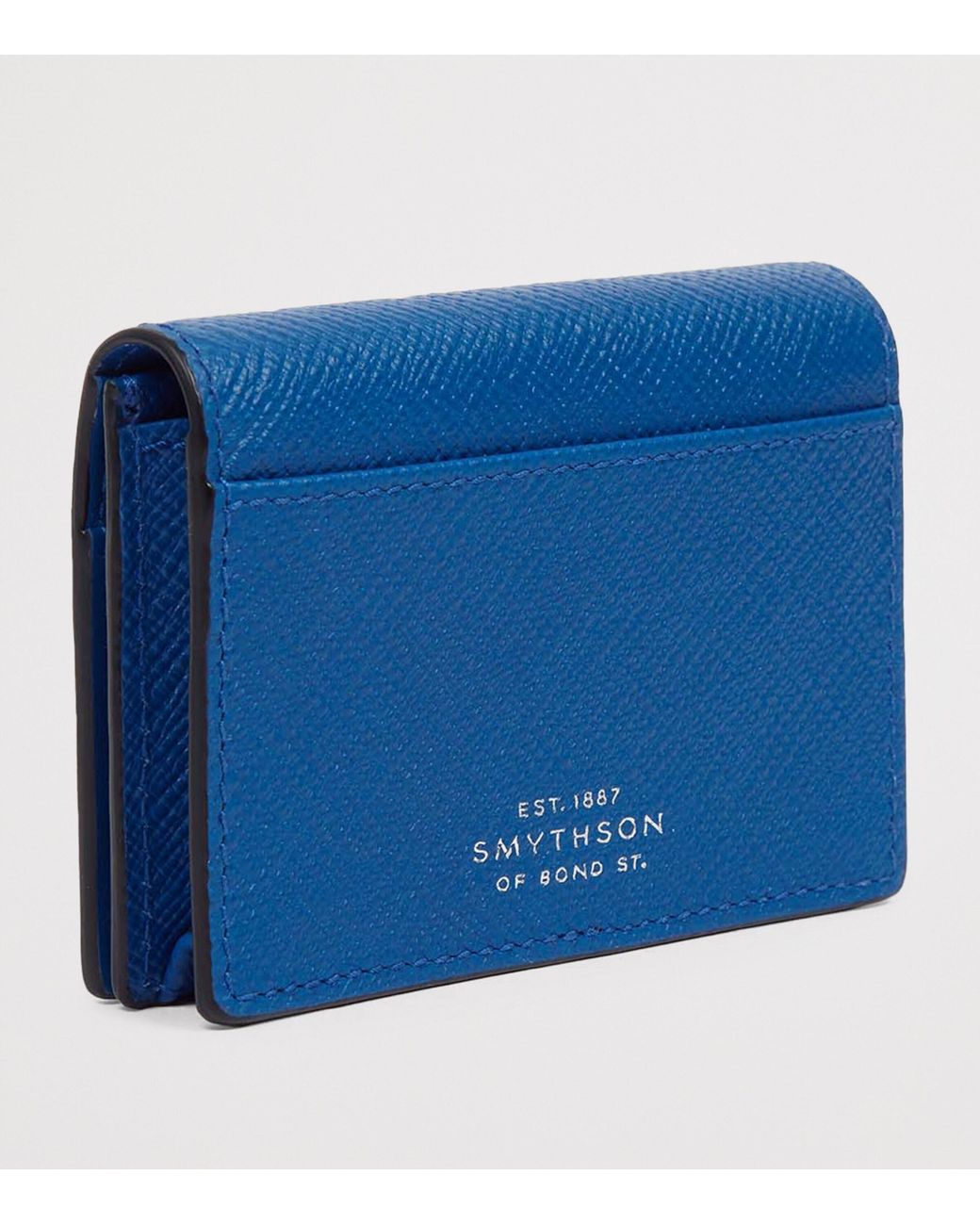 Smythson Blue Panama Leather Folded Card Holder