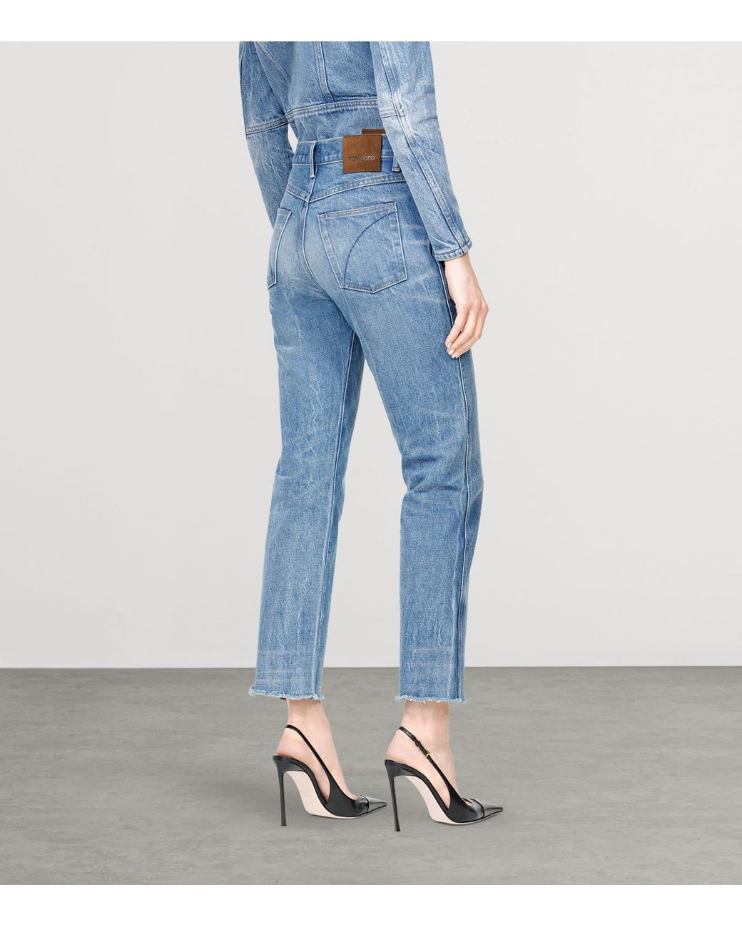 Tom Ford Blue Melanie High-Rise Straight Jeans