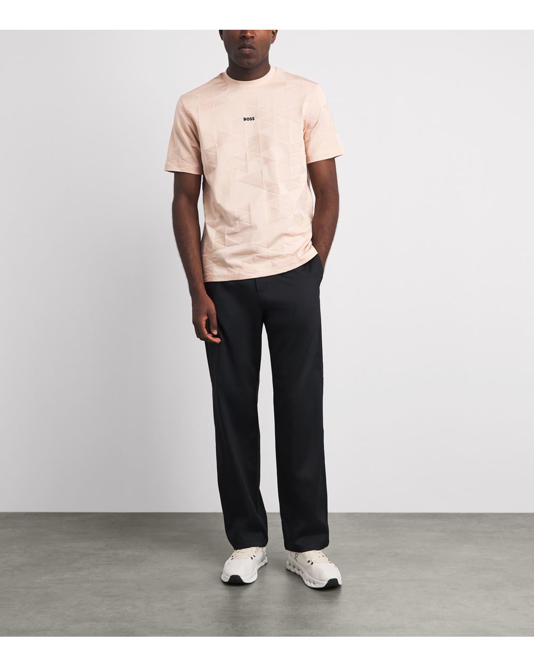 Boss Pink Cotton Network Logo T-Shirt for men