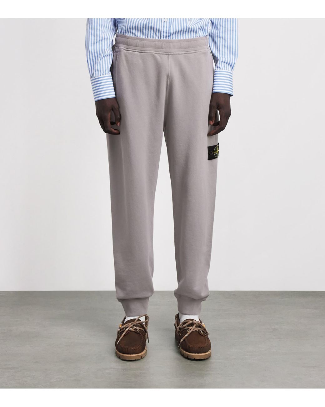 Stone Island Gray Cotton Compass Sweatpants for men