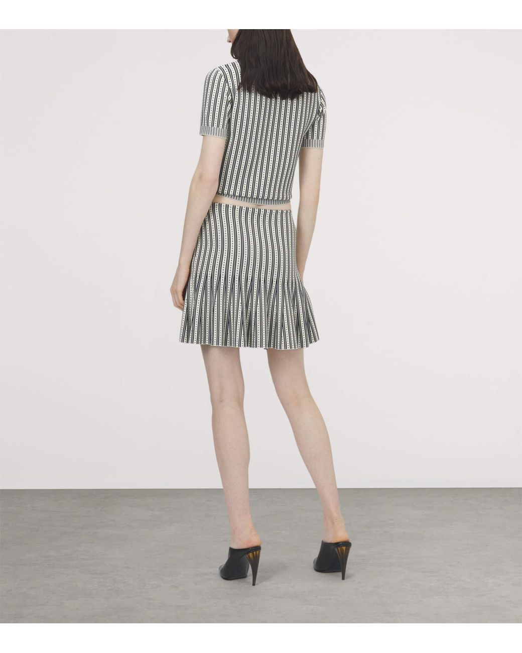 McQueen Gray Knitted Stripe Mini Skirt