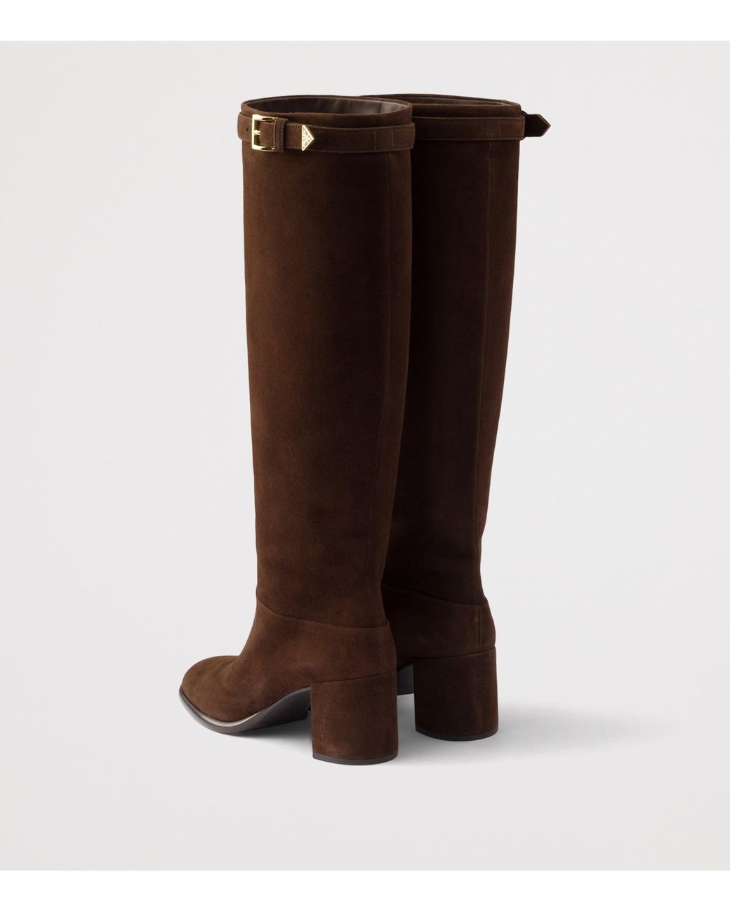 Prada Brown Suede Knee-High Heeled Boots 65