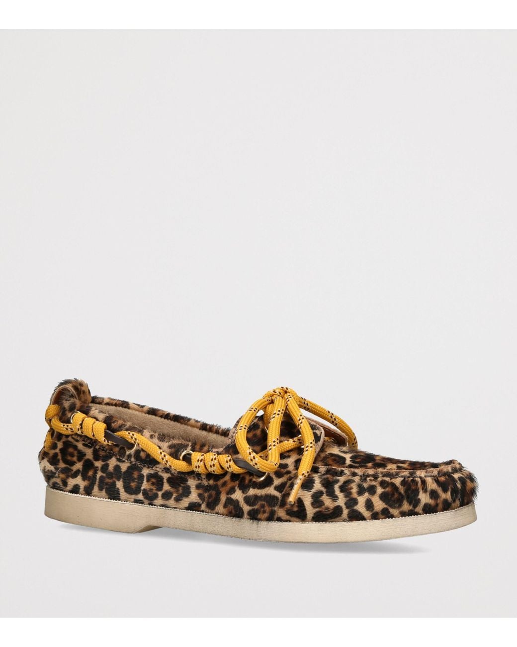 Golden Goose Deluxe Brand Brown Pony Hair Leopard Print Boat Shoes