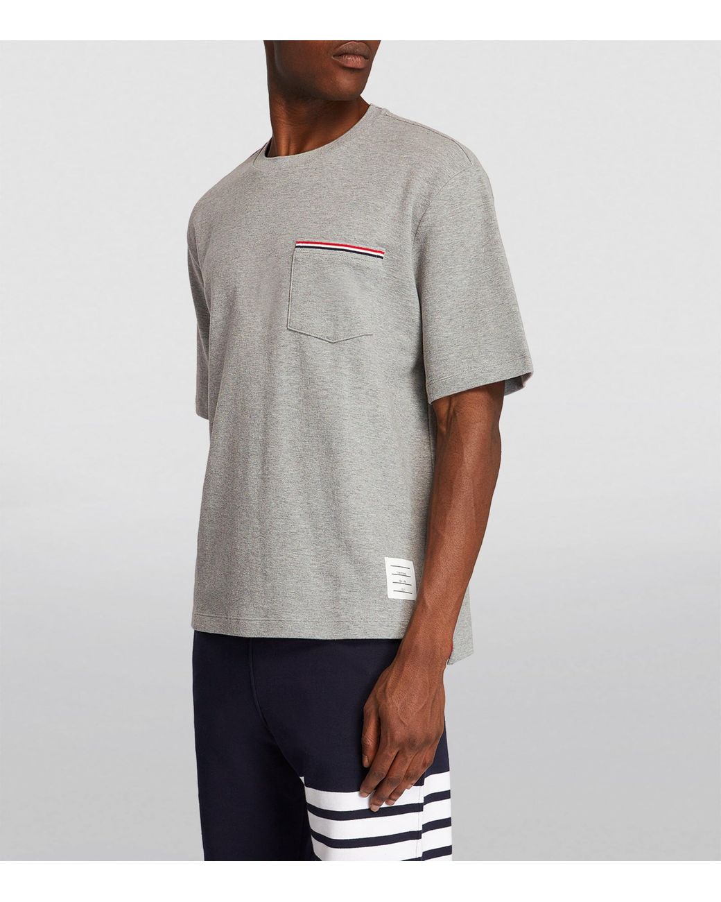Thom Browne Gray Oversized Tricolour Pocket T-Shirt for men