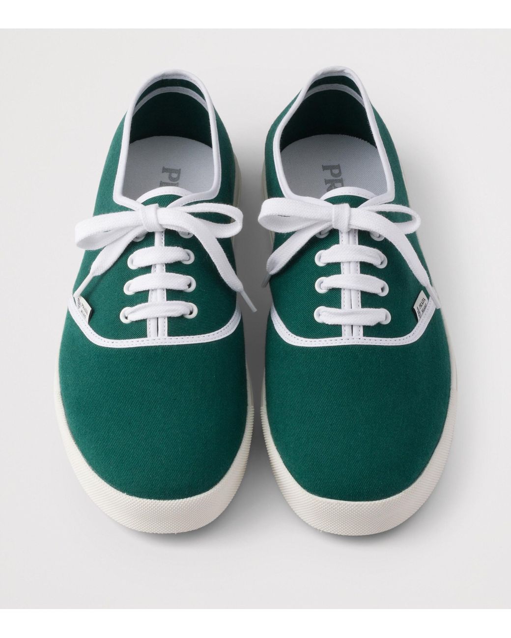 Prada Green Cotton Drill Low-Top Sneakers for men