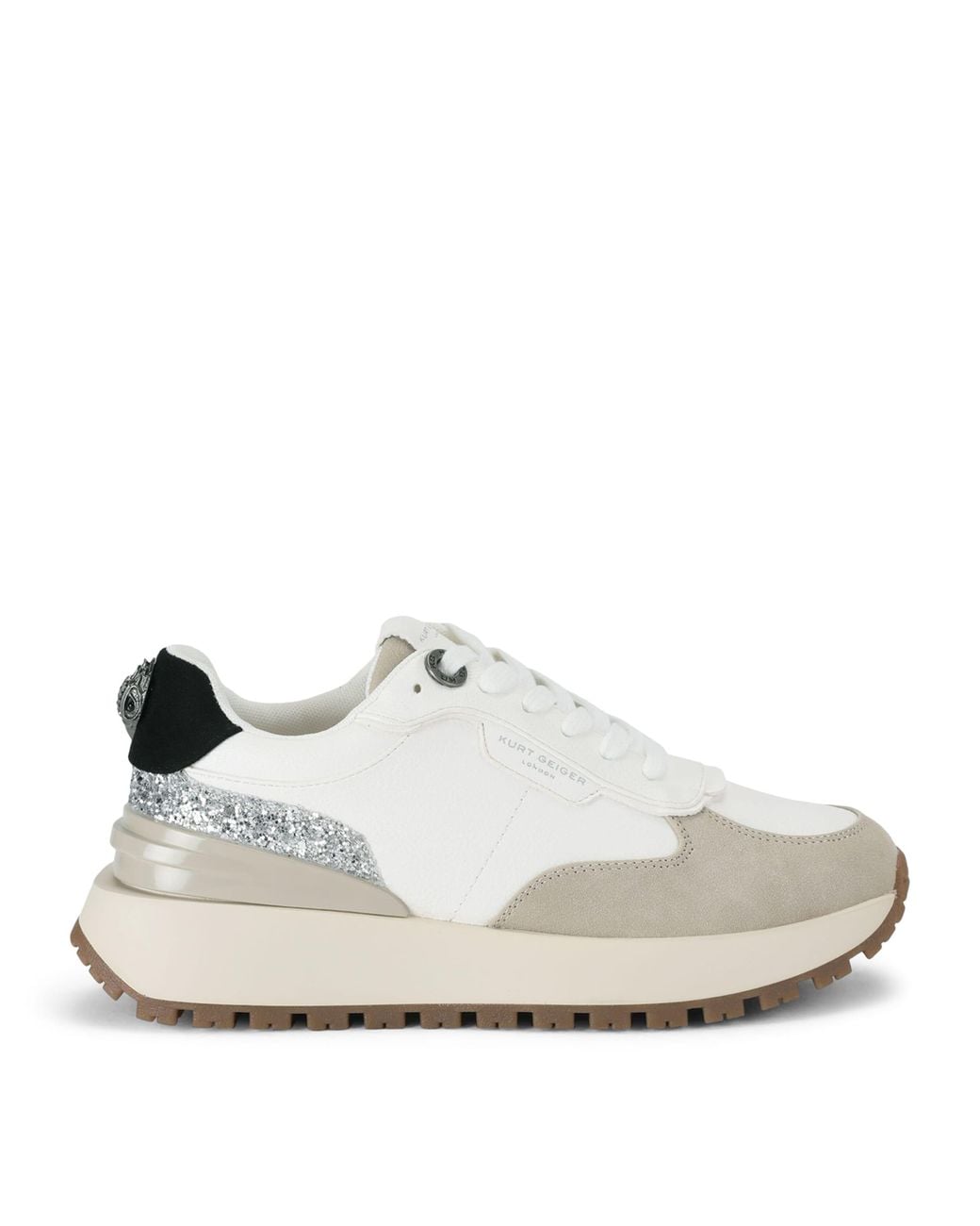 Kurt Geiger White Leather-Suede Metro Sneakers