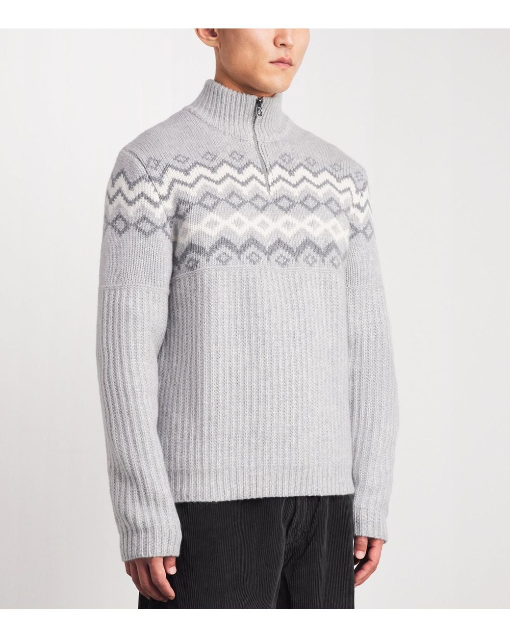 Bogner Gray Cashmere Quarter-Zip Ludi Sweater for men
