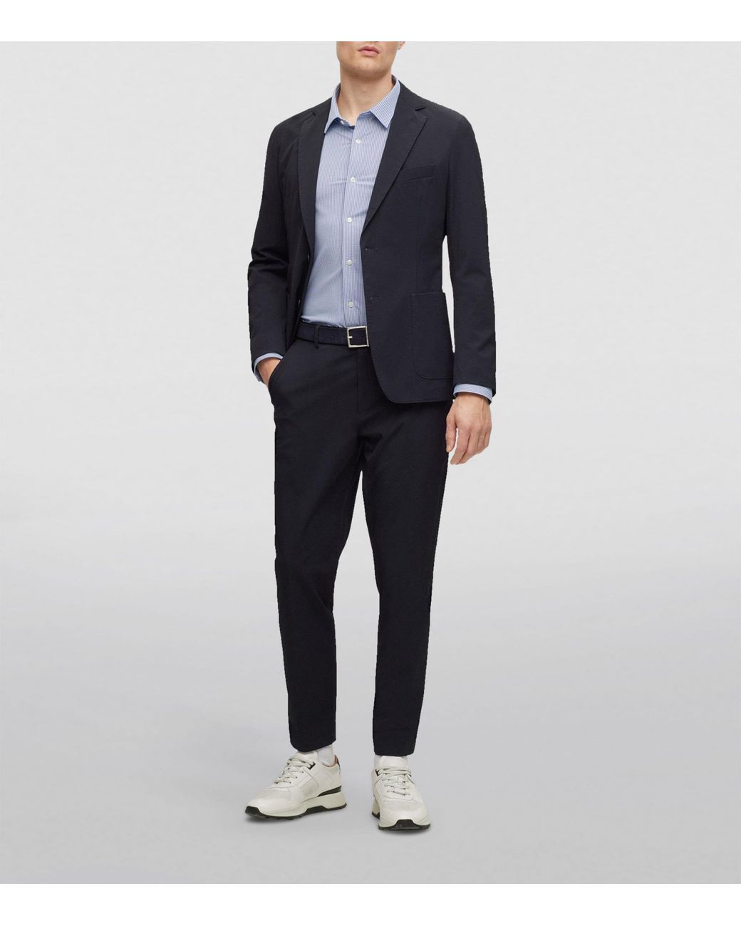 Boss Blue Performance-Stretch Jersey Printed Shirt for men