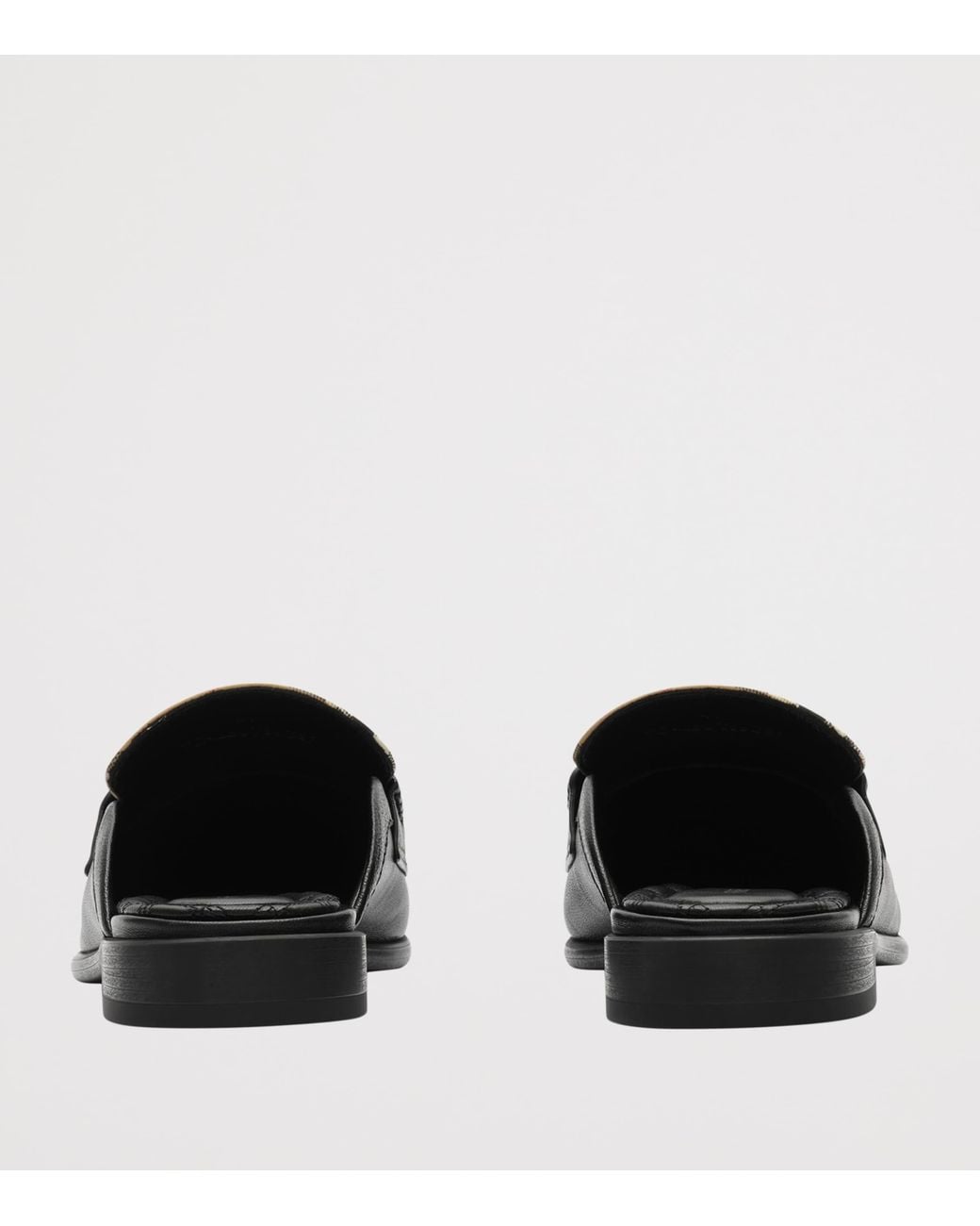 Burberry Black Leather Check Opal Mules