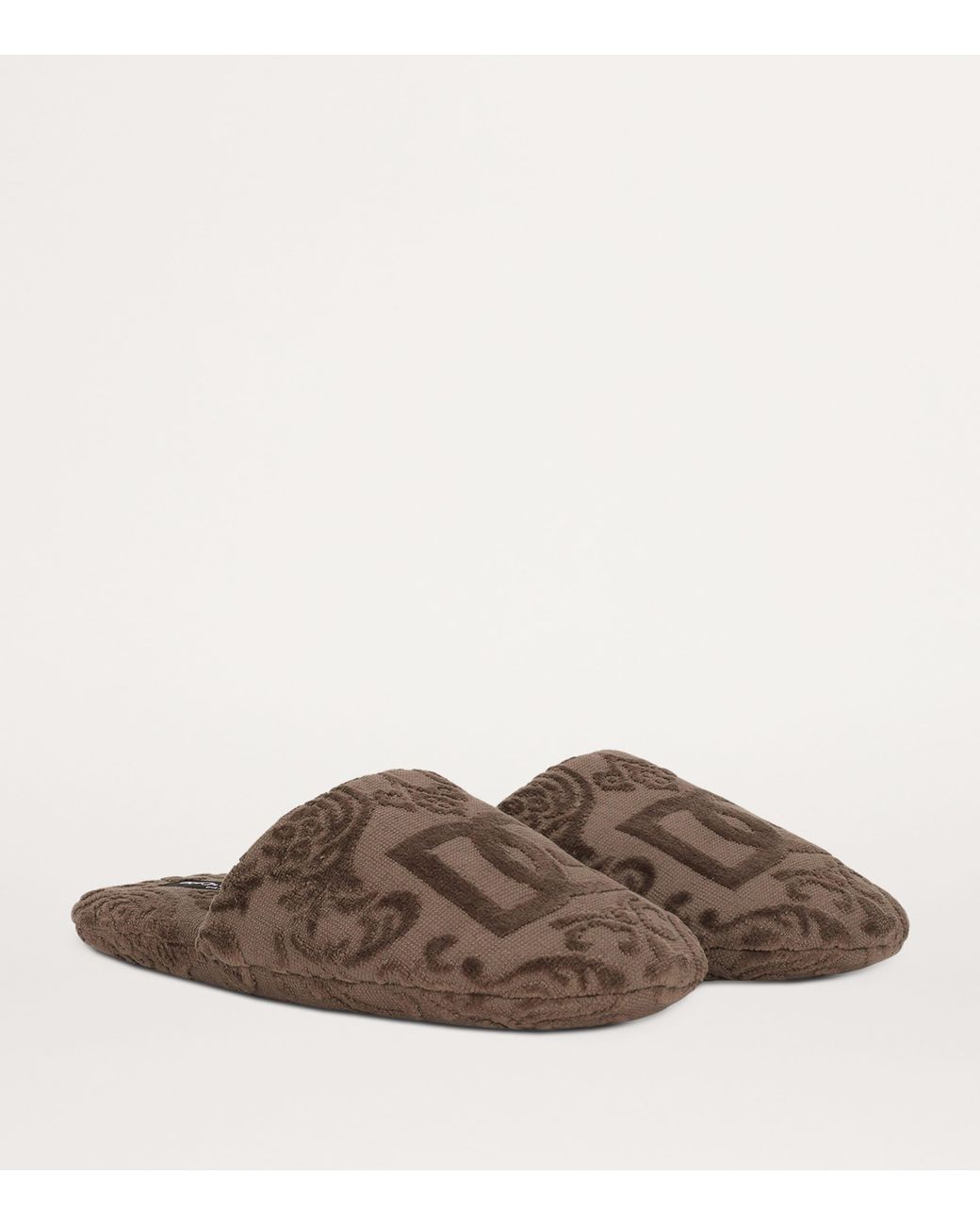 Dolce & Gabbana Brown Terry Cotton Dg Slippers for men