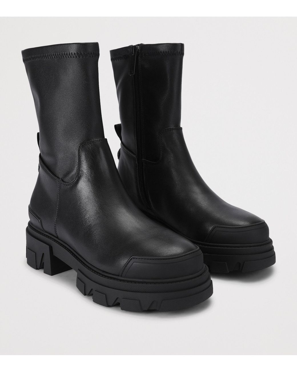Kurt Geiger Black Leather Stomp Sock Ankle Boots 50