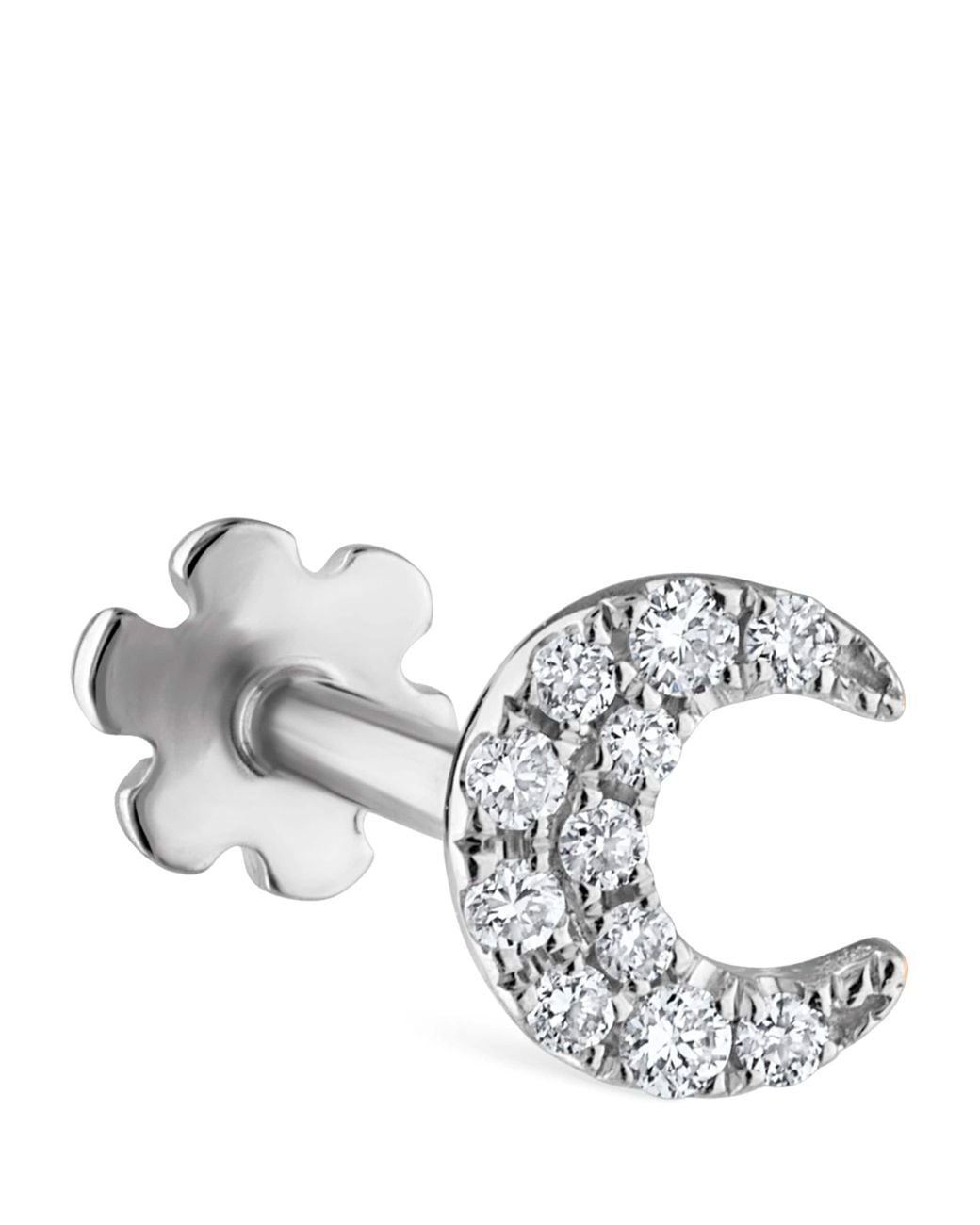Maria Tash White Diamond Celestial Moon Stud Earring