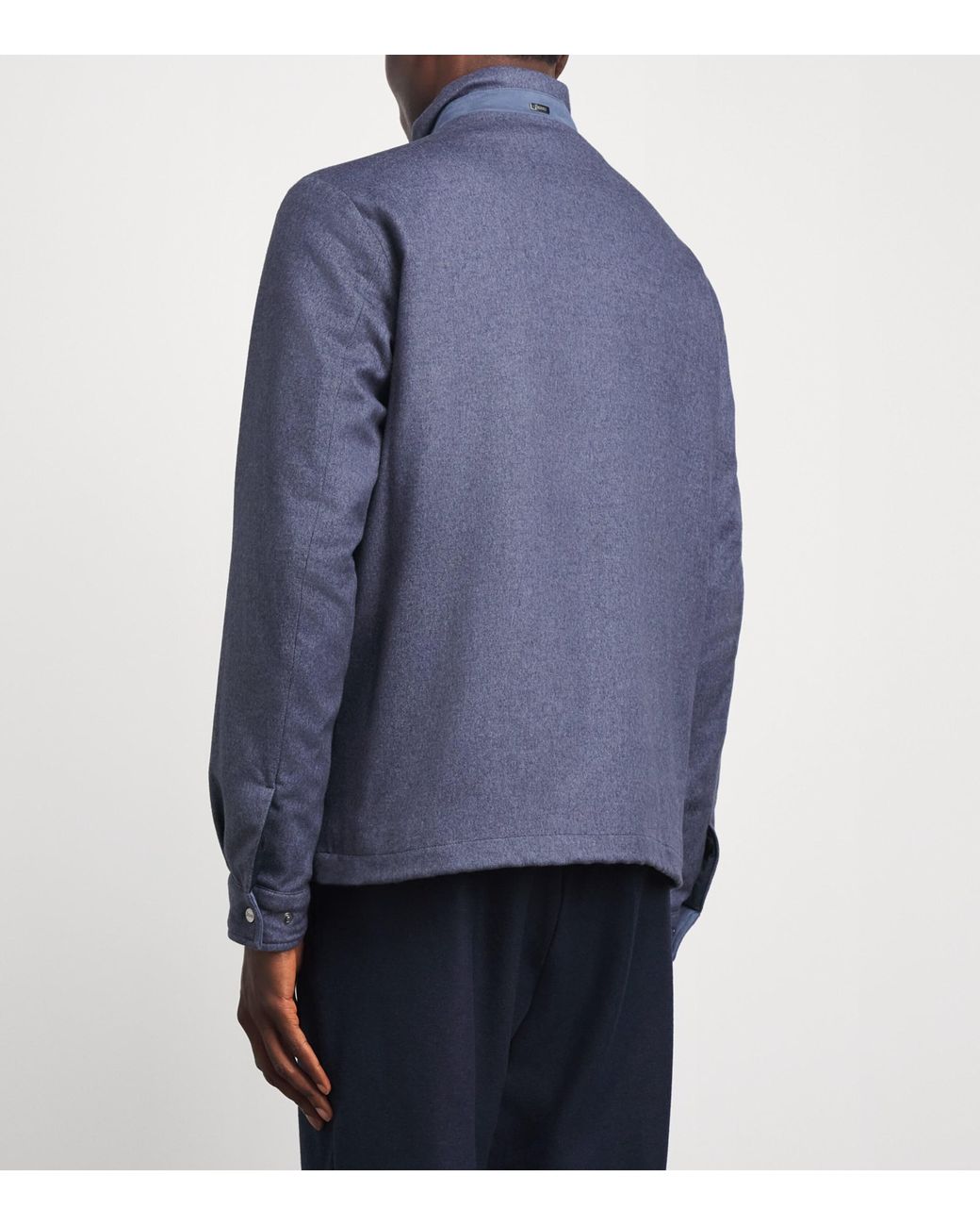 Herno Blue Silk-Cashmere High-Neck Bomber Jacket for men