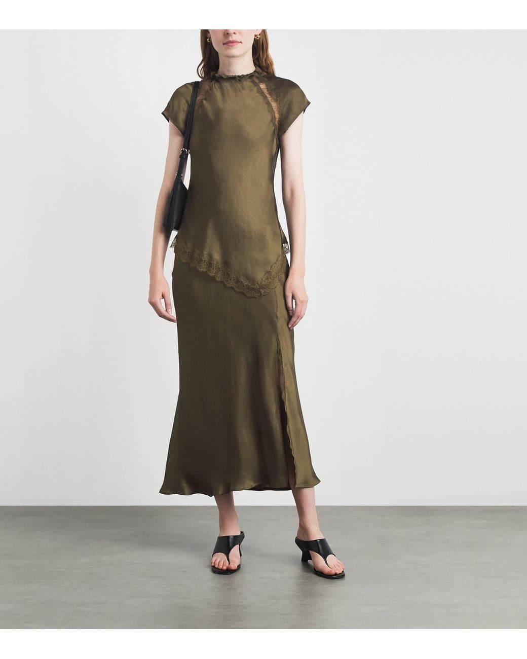 Claudie Pierlot Green Lace-Trim Asymmetric Top