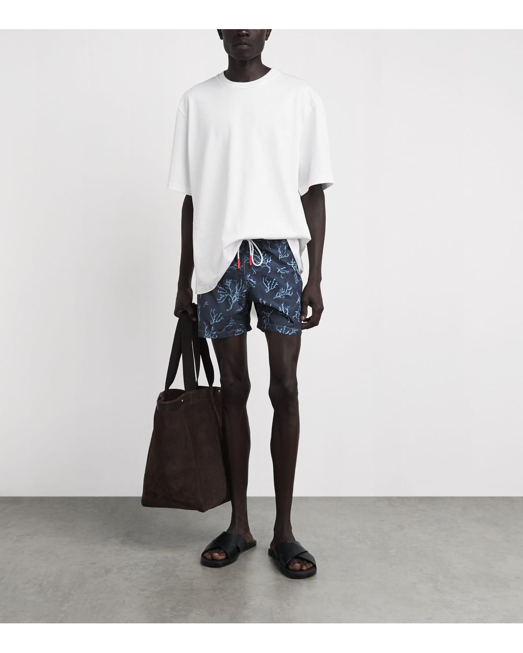 Isaia Blue Coral Print Swim Shorts for men
