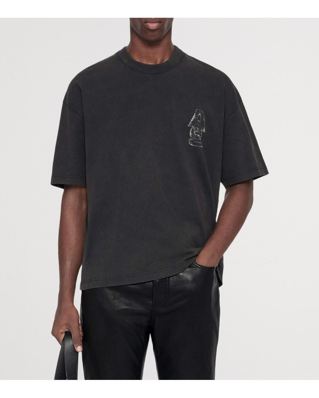 AllSaints Black Organic Cotton Roller T-Shirt for men