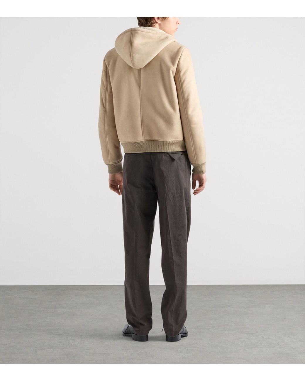 Prada Natural Shearling Hooded Bomber Jacket for men