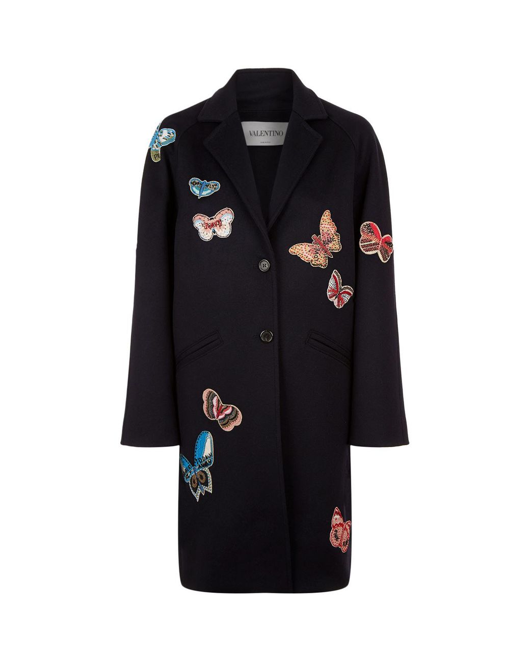 Valentino Butterfly Embellished Coat in Blue | Lyst Valentino Butterfly Embellished Coat in Blue | Lyst