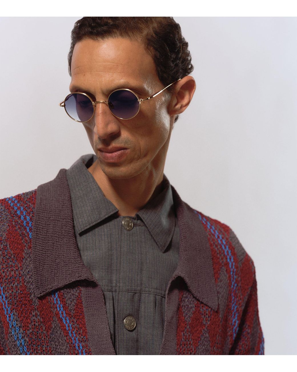Matsuda Blue M3168 Round Sunglasses for men