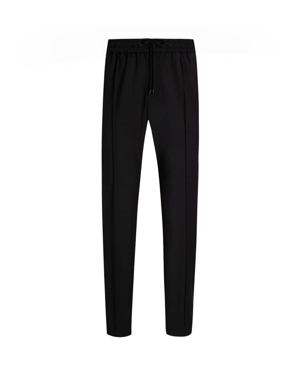 Dolce & Gabbana Black Wool-Blend Pleated Drawstring Trousers for men