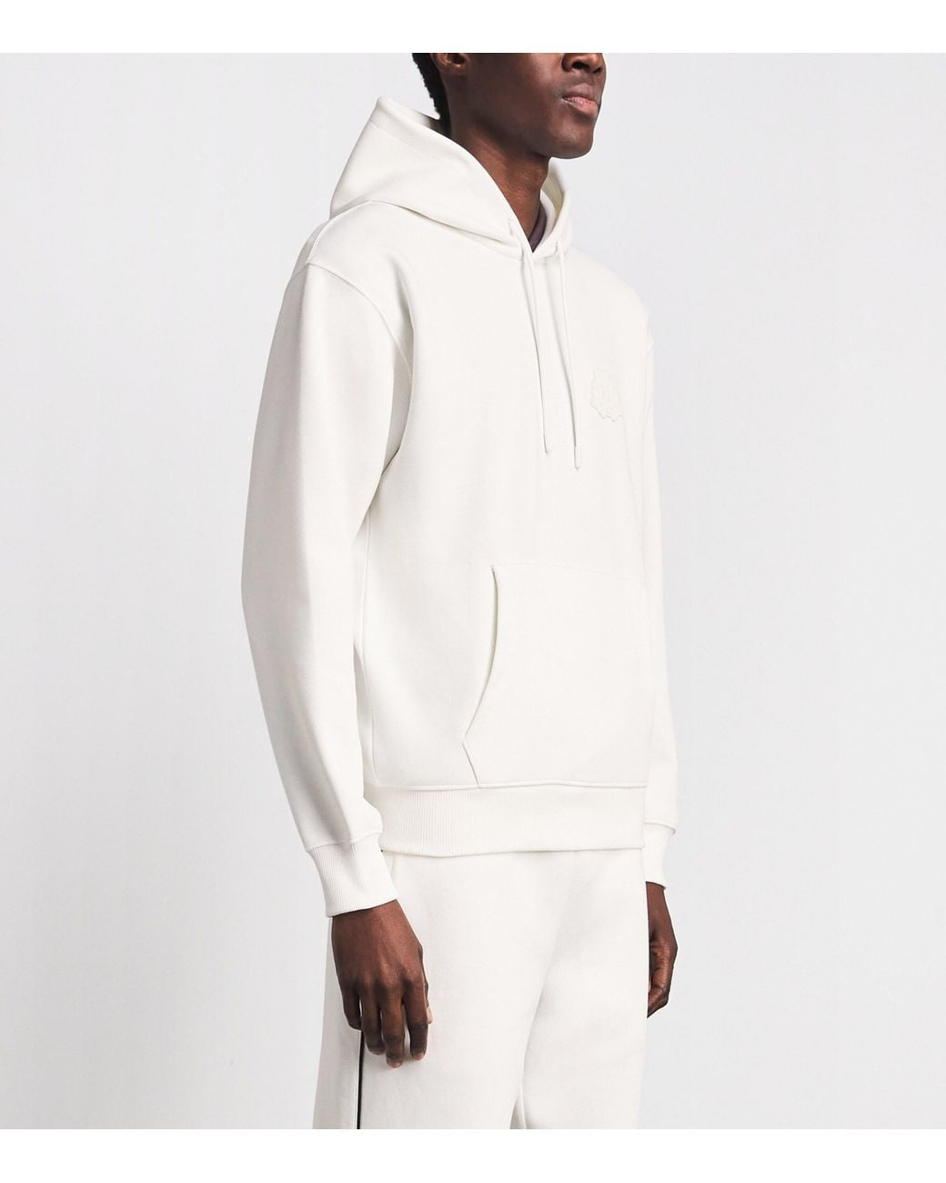 Lacoste White Embossed Crest Hoodie for men