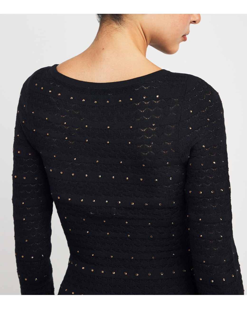 Sandro Rhinestone-Embellished Knitted Maxi Dress in Black | Lyst Sandro Rhinestone-Embellished Knitted Maxi Dress in Black | Lyst