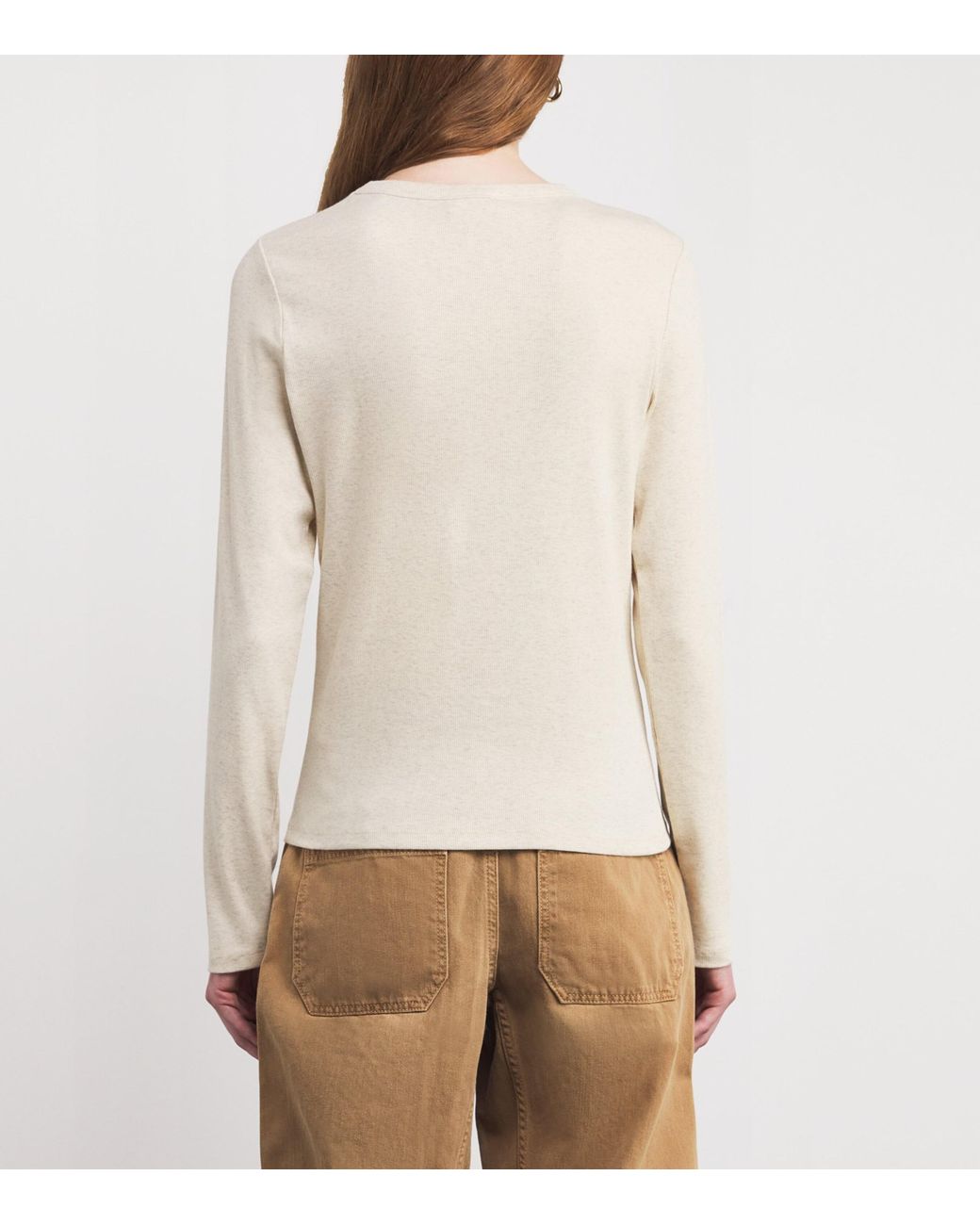 ME+EM Natural Cotton-Blend Ribbed Top