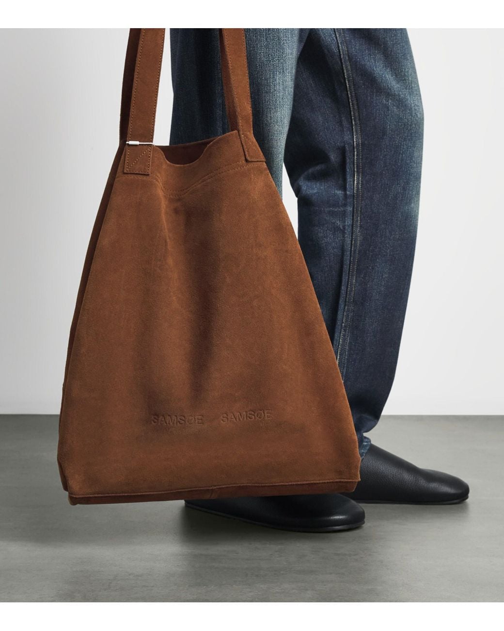 Samsøe & Samsøe Brown Suede Sadulwich Tote Bag for men