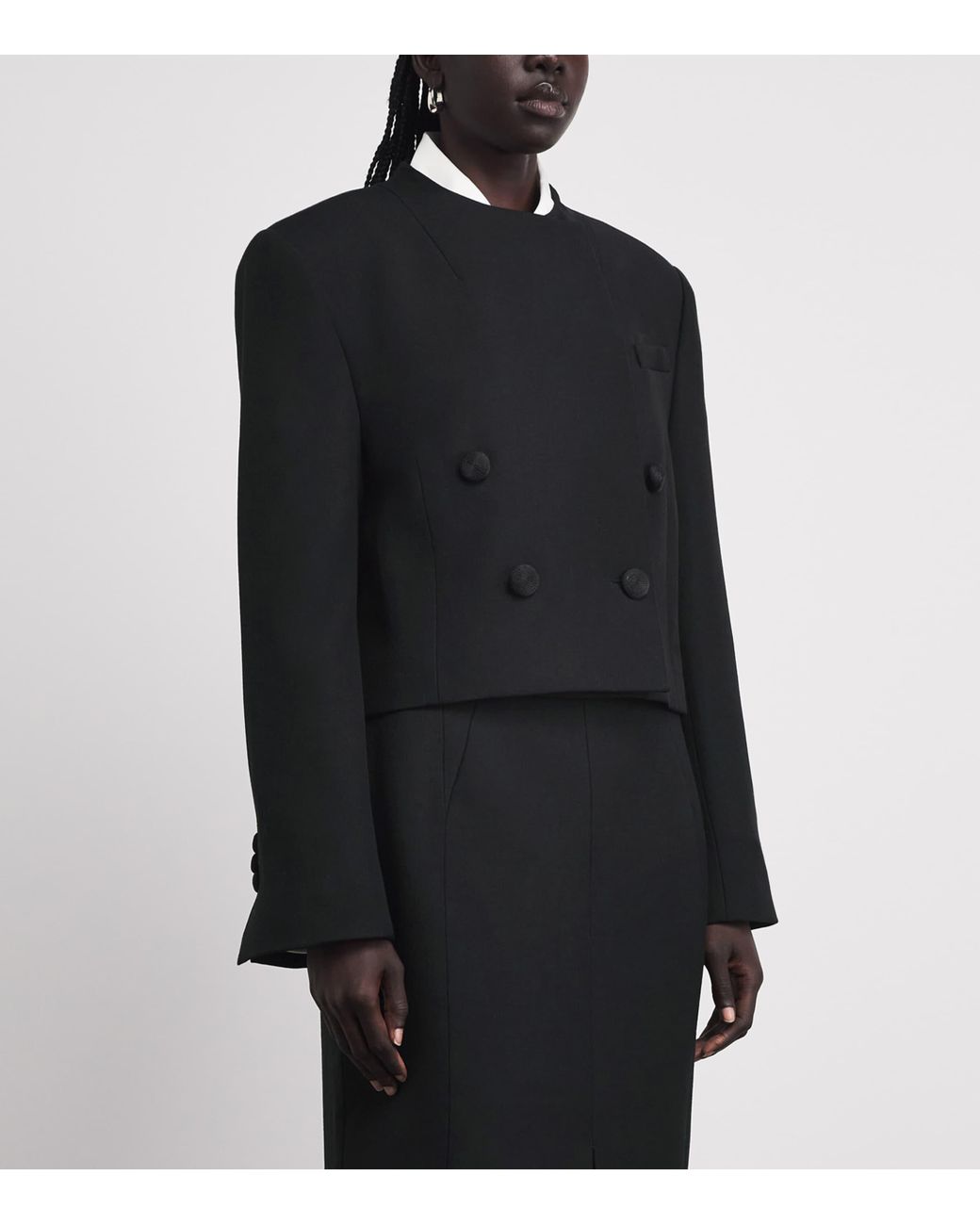 Camilla & Marc Black Wool Collarless Caius Blazer