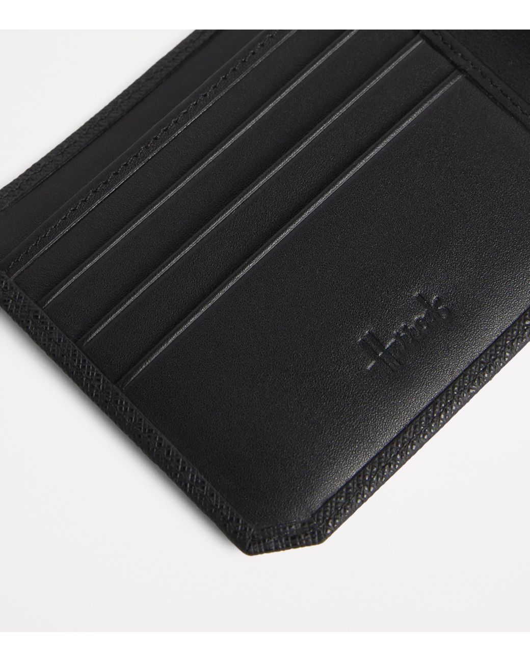 Harrods Black Saffiano Leather Bifold Wallet for men