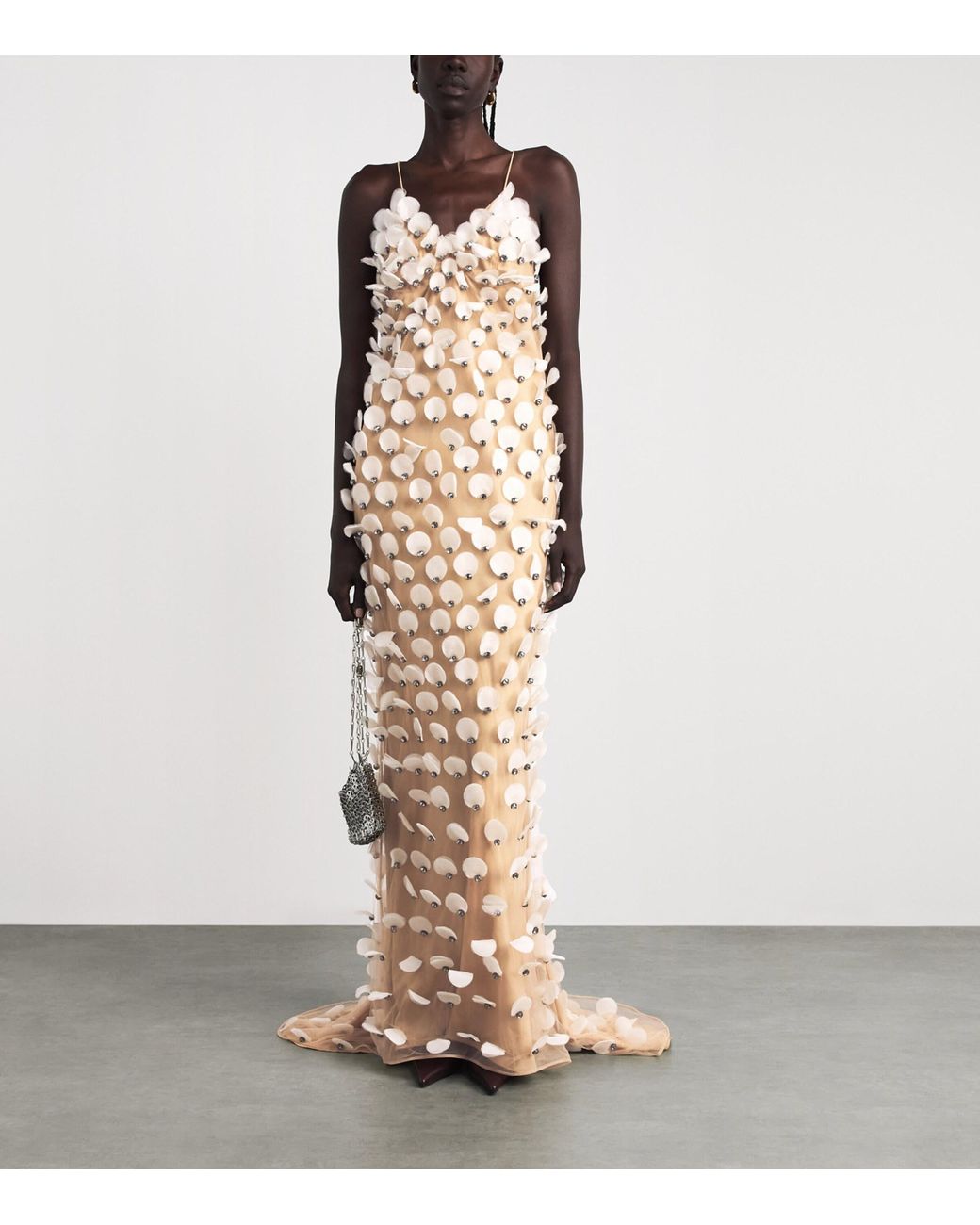 Stella McCartney Natural Embellished Polka Dot Gown