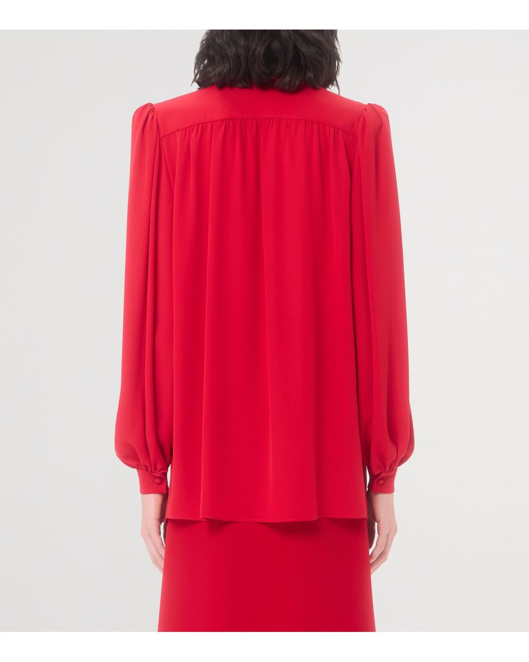 Valentino Red Silk Tie-Detail Blouse
