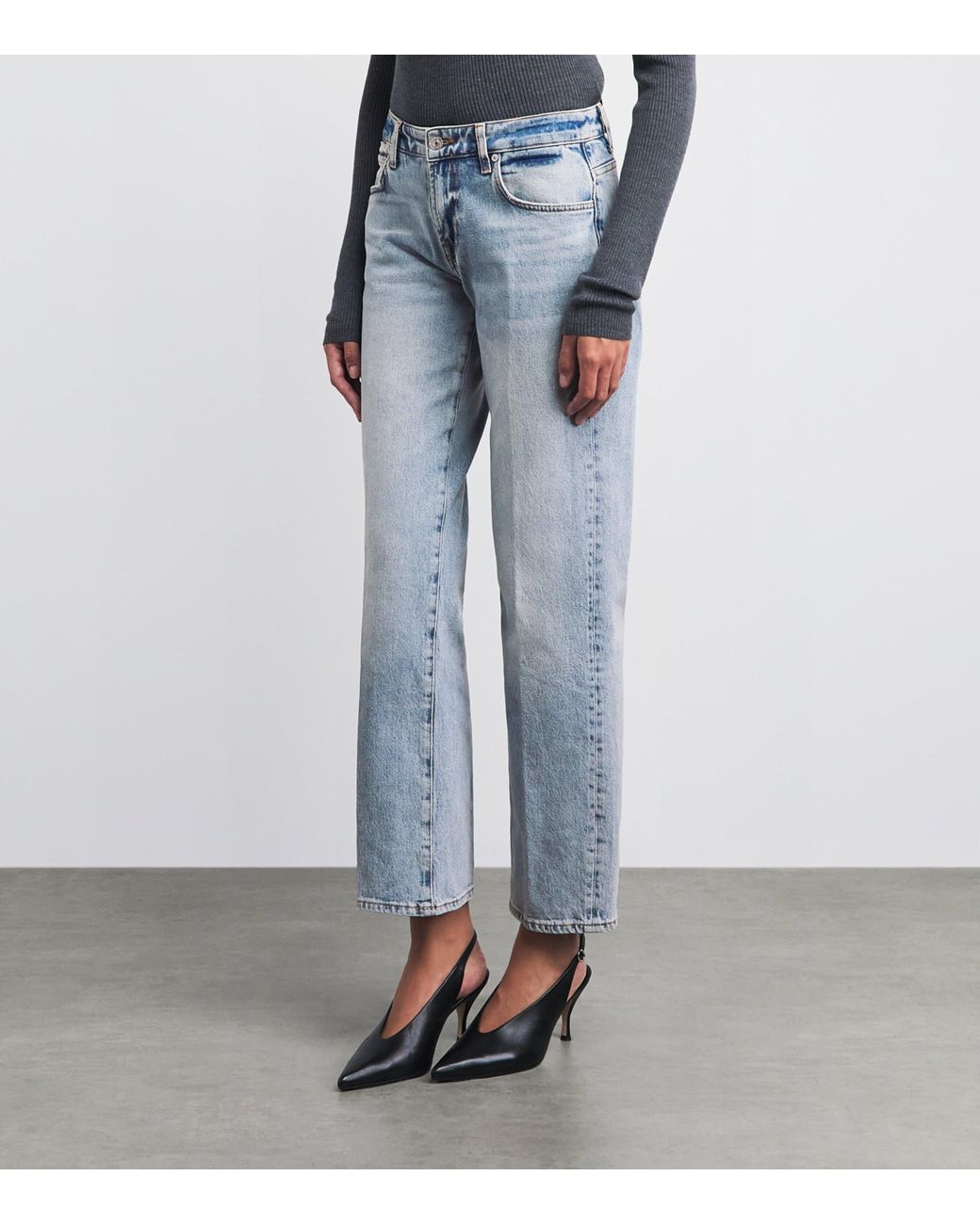 7 For All Mankind Blue Calie Mid-Rise Straight Jeans