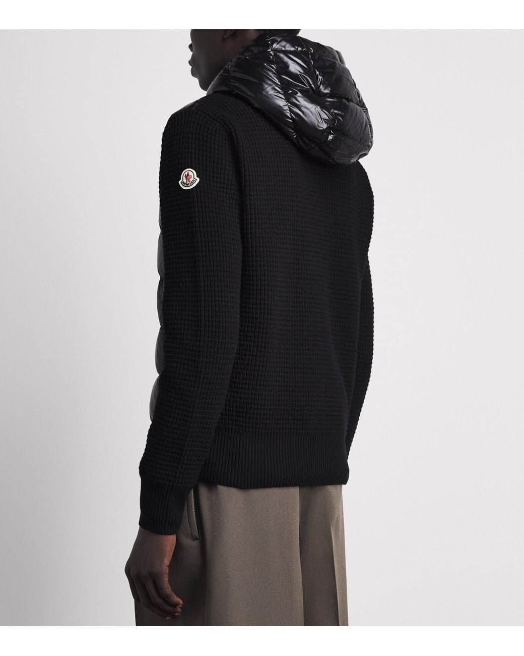 Moncler Black Virgin Wool-Cashmere Padded Cardigan for men