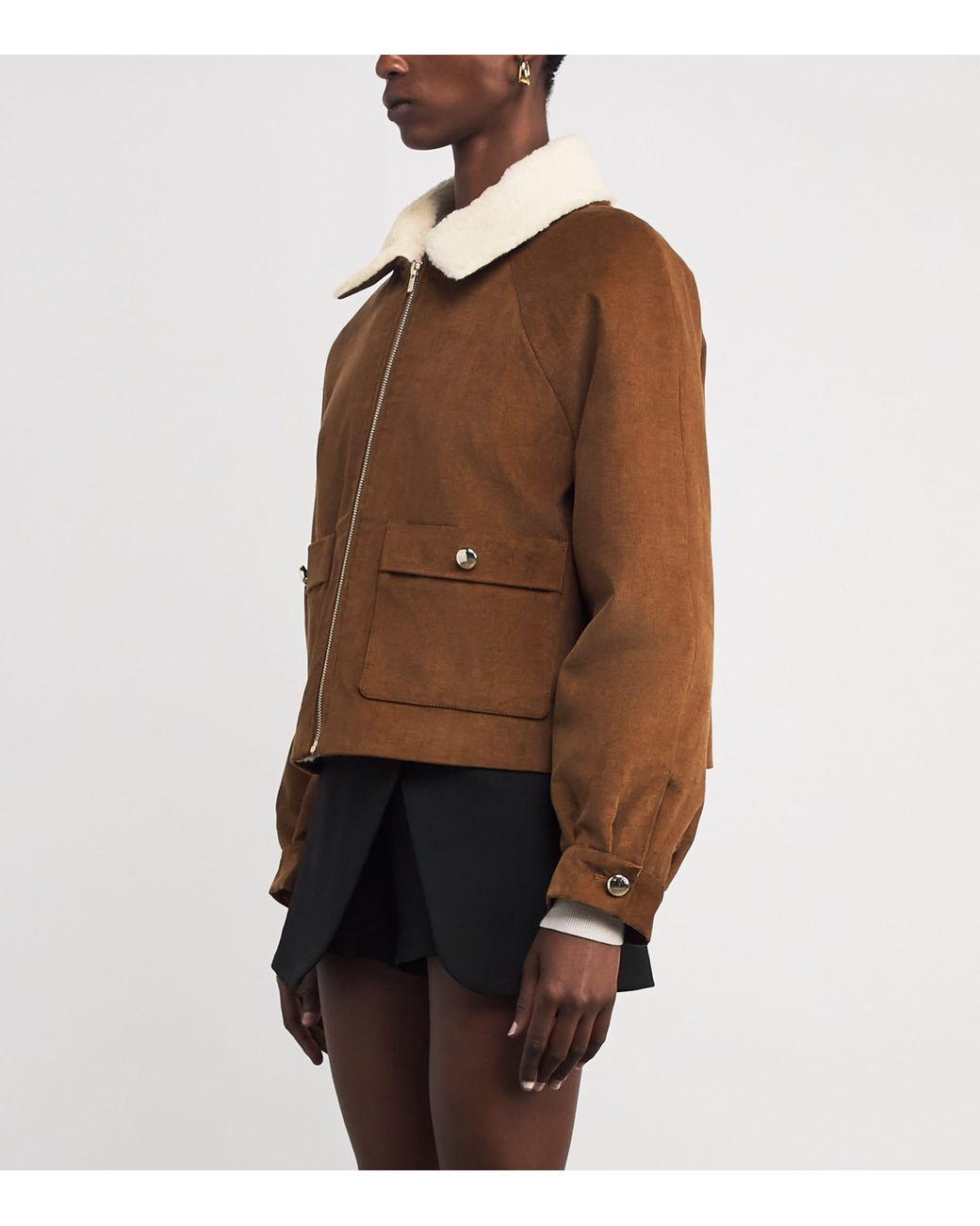 Maje Brown Cotton-Blend Corduroy Jacket