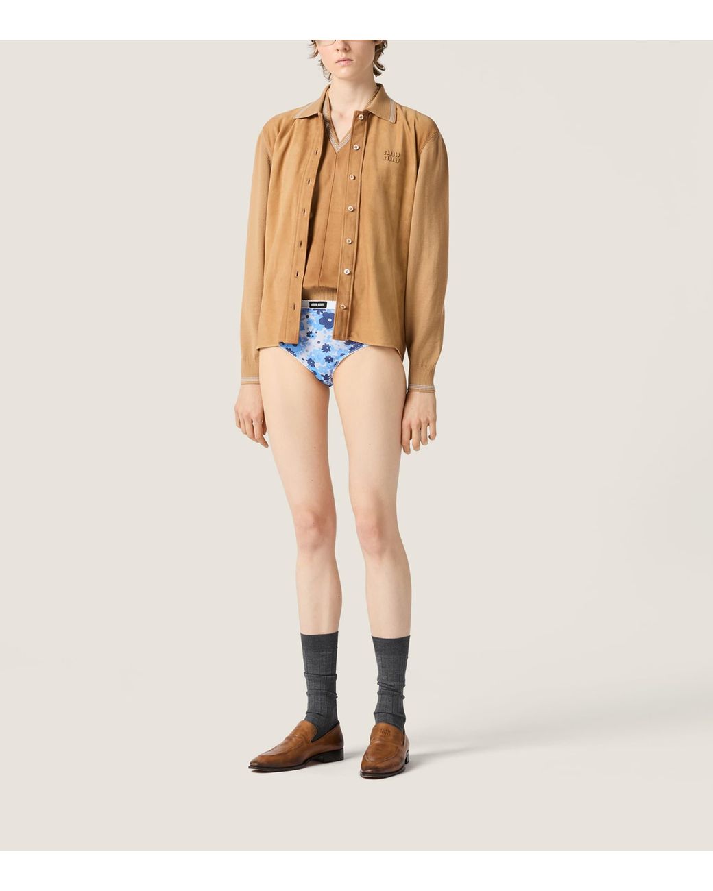 Miu Miu Natural Wool-Suede Sweater Vest