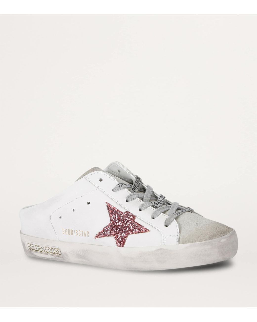 Golden Goose Deluxe Brand White Glitter Super-Star Sabot Sneakers